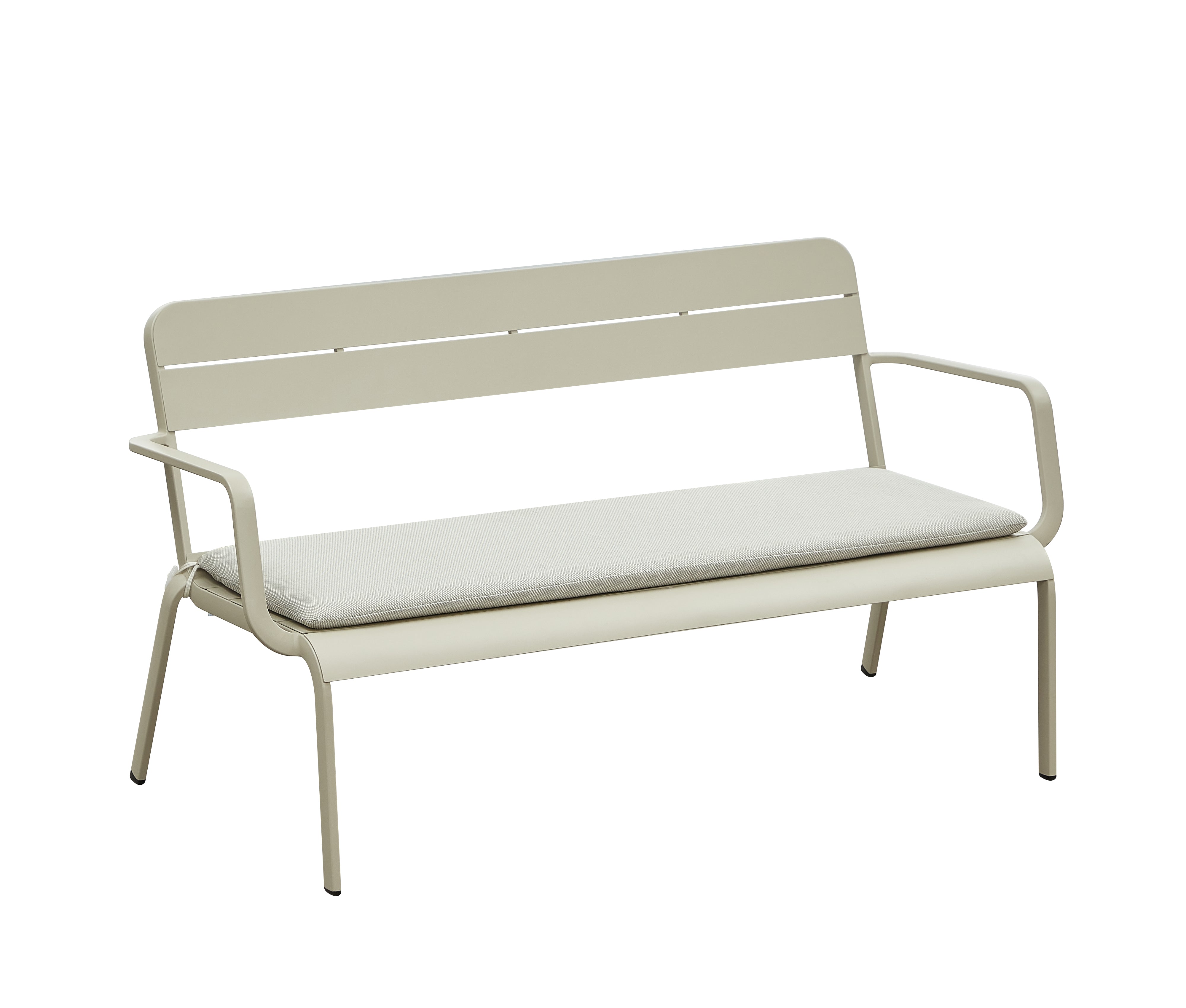 Canapé de jardin beige en aluminium haut de gamme avec peinture epoxy, design et conception innovante, structure empilable.