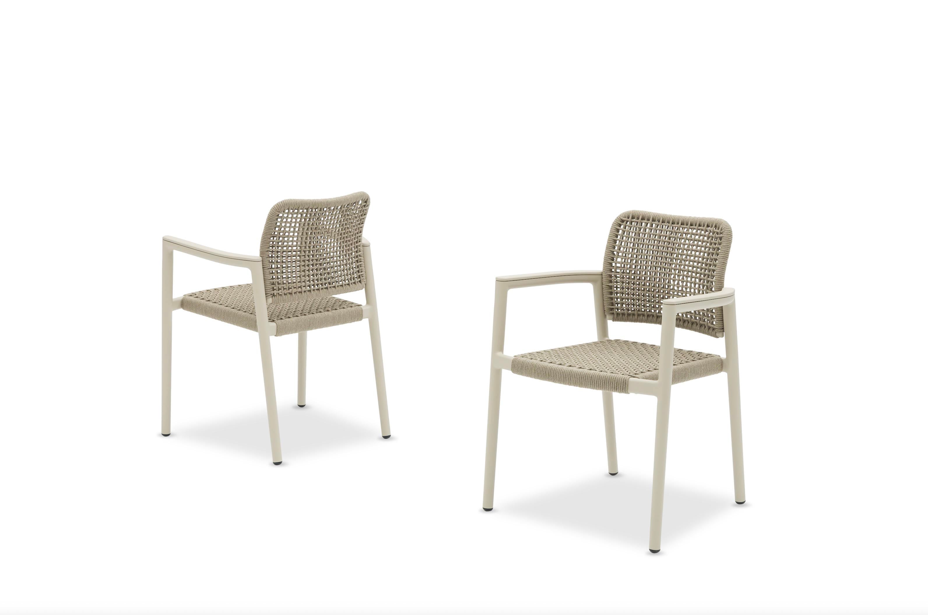 Chaise de jardin avec accoudoirs en aluminium - MATIA BEIGE (lot de 4)
