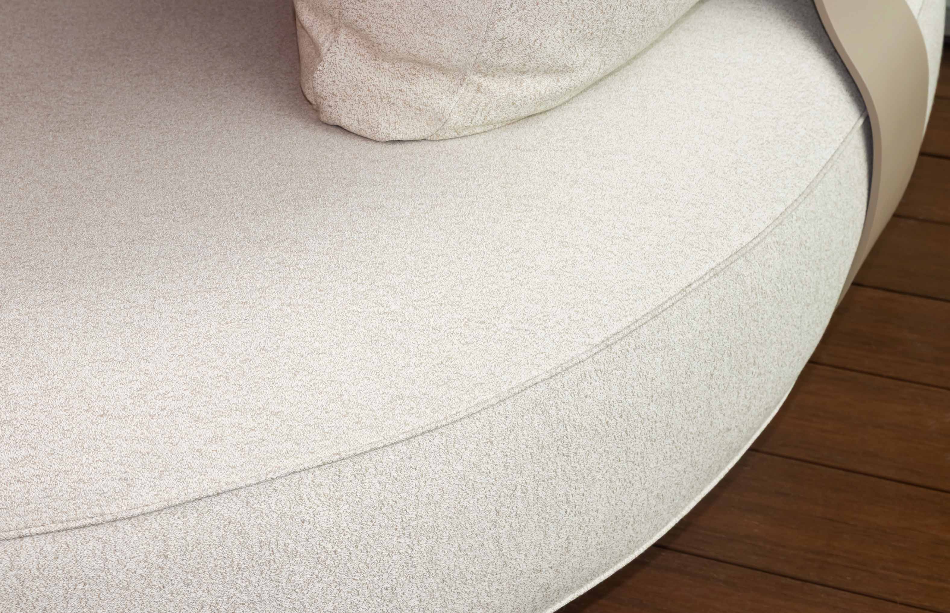 Coin arrondi de salon de jardin modulable en aluminium, coussin en tissu acrylique beige lumineux