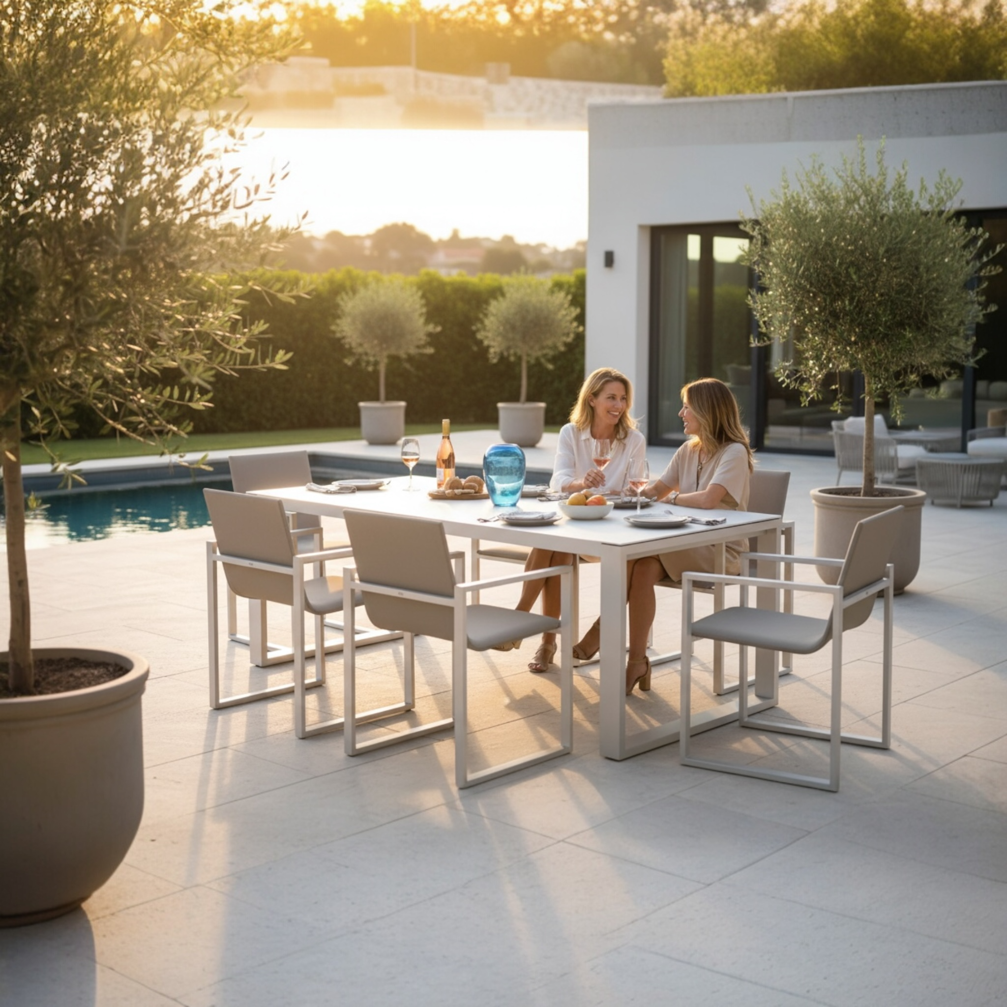 Ensemble repas de jardin en aluminium haut de gamme 6 places - COMO