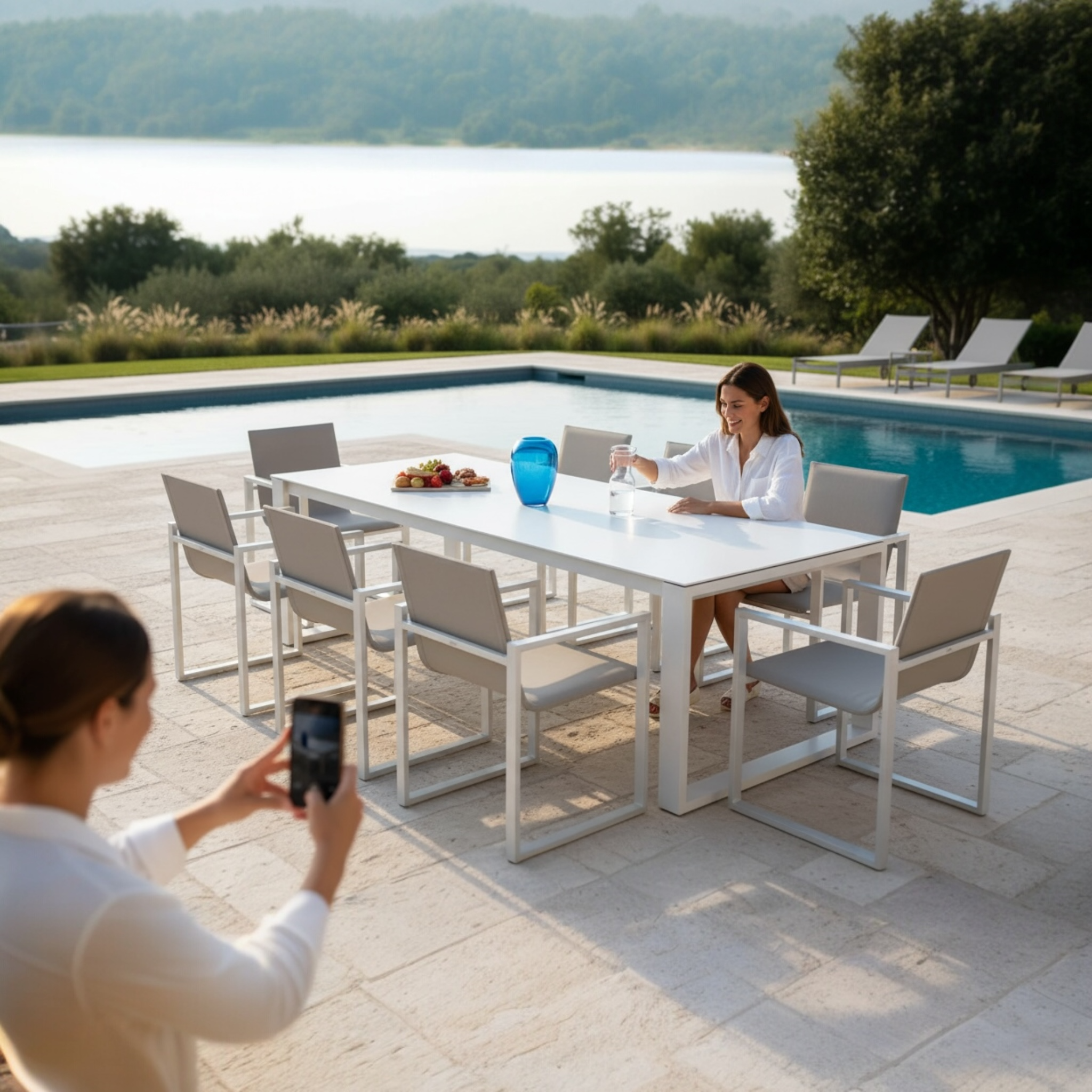 Ensemble repas de jardin en aluminium haut de gamme 6 places - COMO