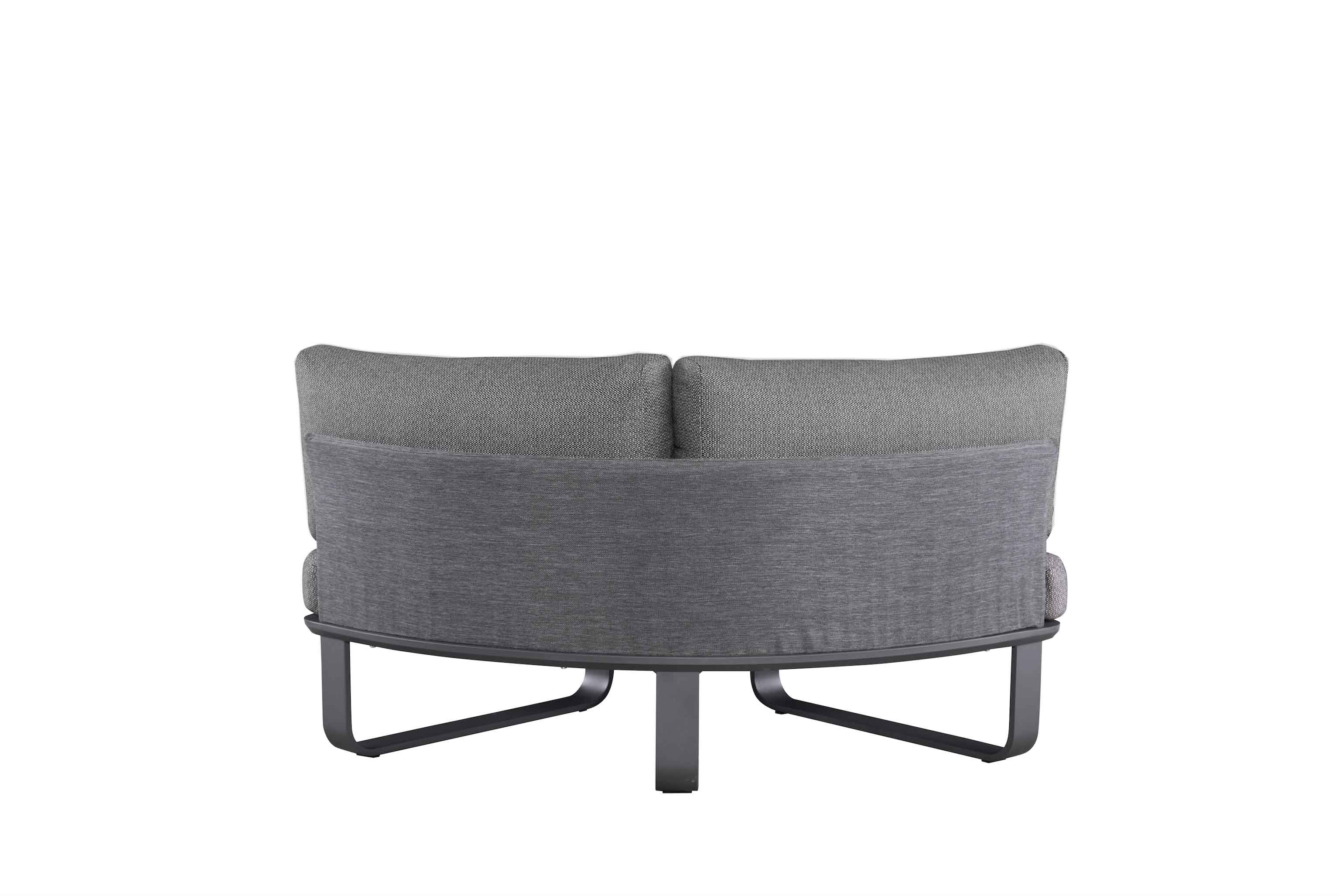 Canapé d'angle de jardin en aluminium haut de gamme noir avec coussins gris en mousse Quick Dry Foam, housse déperlante.