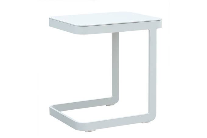 Table basse carrée en aluminium haut de gamme gris anthracite avec plateau en teck FSC, design élégant et minimaliste, idéal.