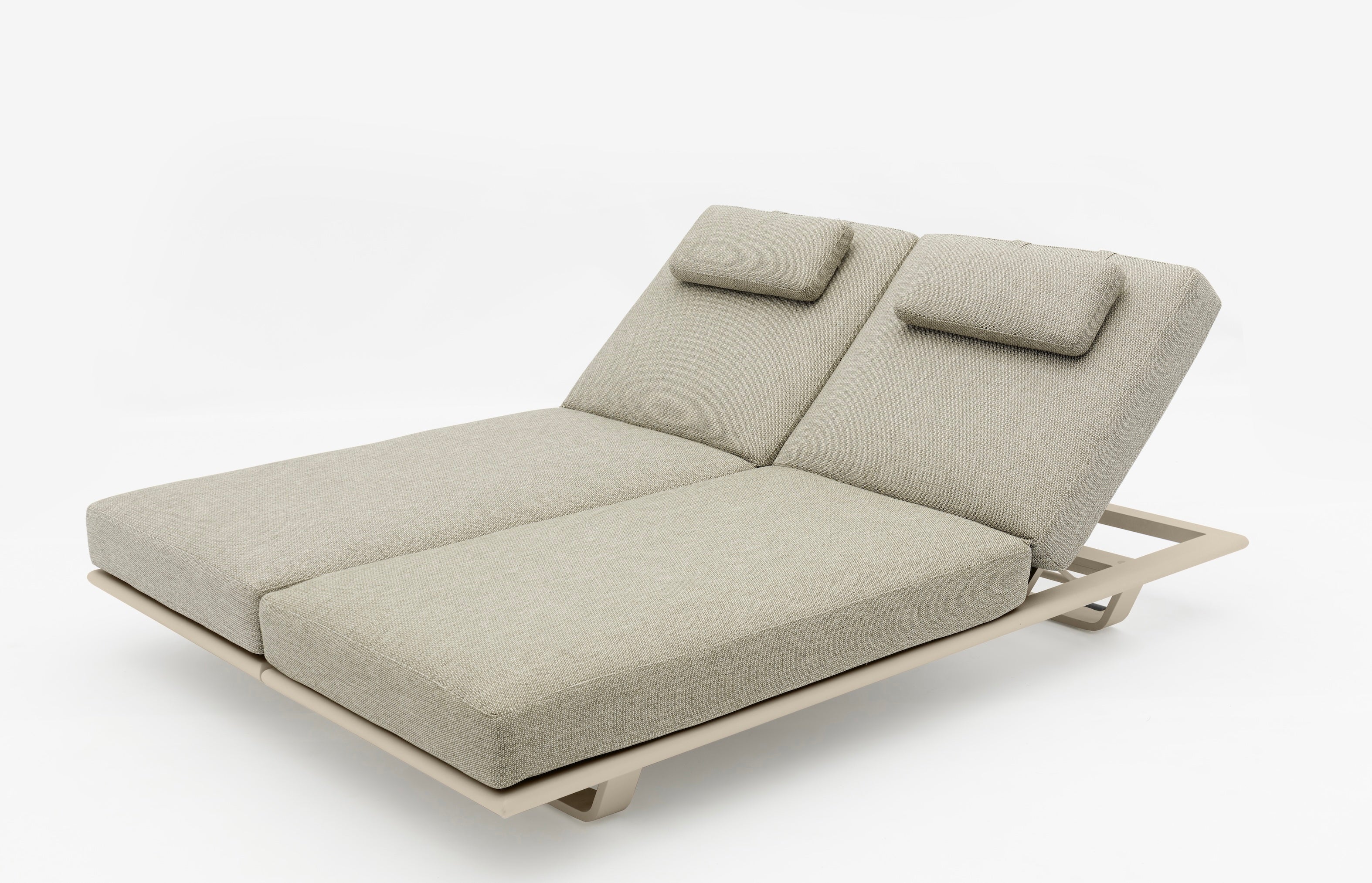 Transat double NIRI en aluminium beige avec coussins gris