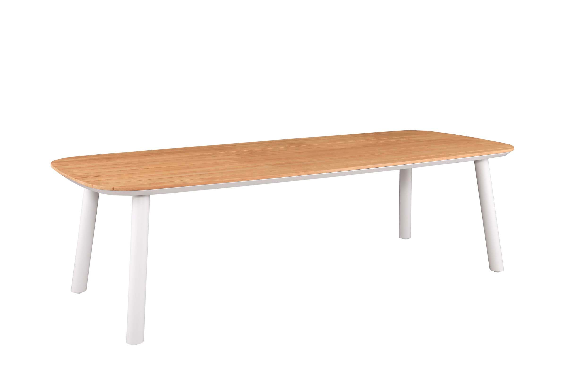 Table repas de jardin design en aluminium - avec plateau en teck - LARA