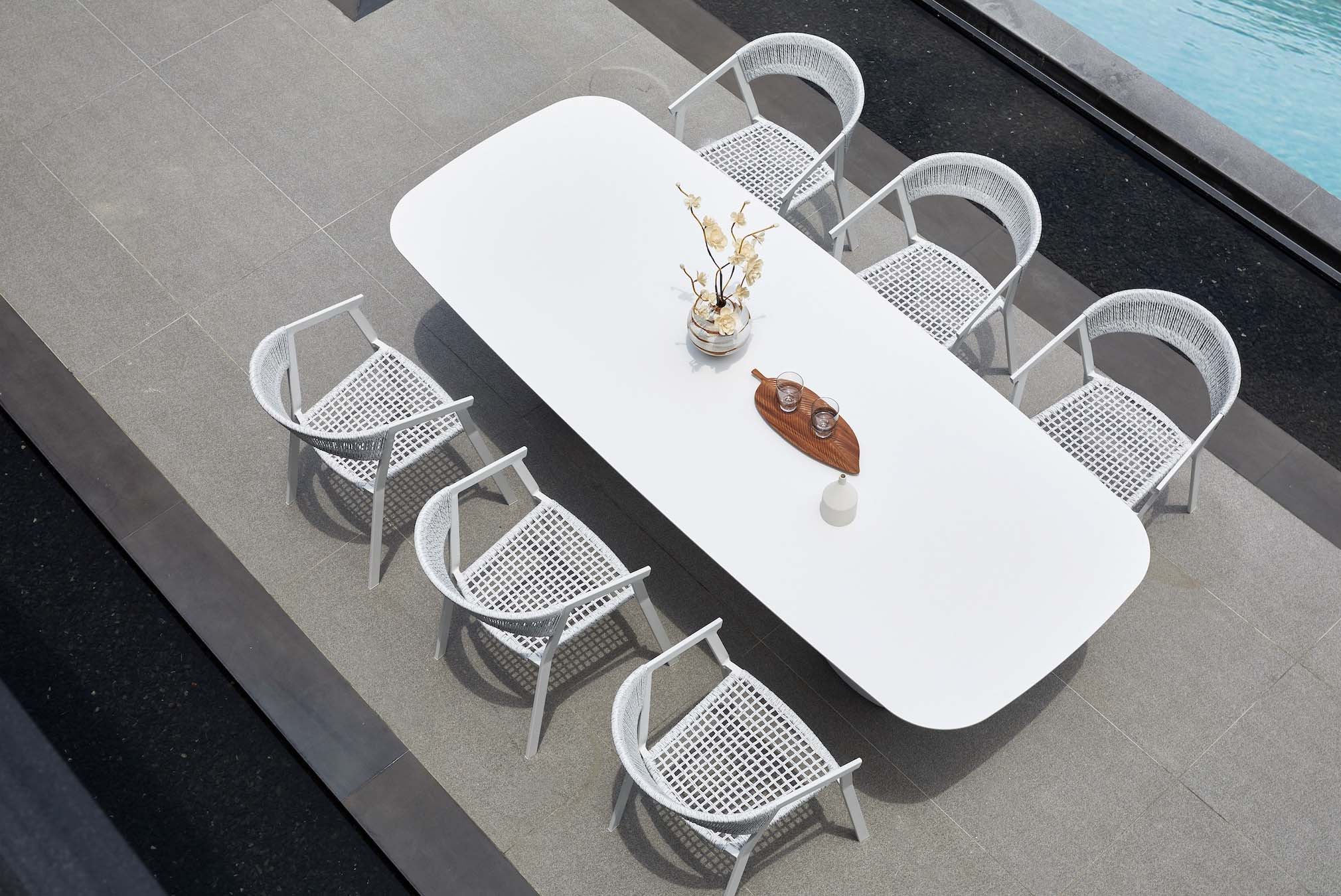 Table repas de jardin haut de gamme en aluminium - avec plateau en céramique MILO