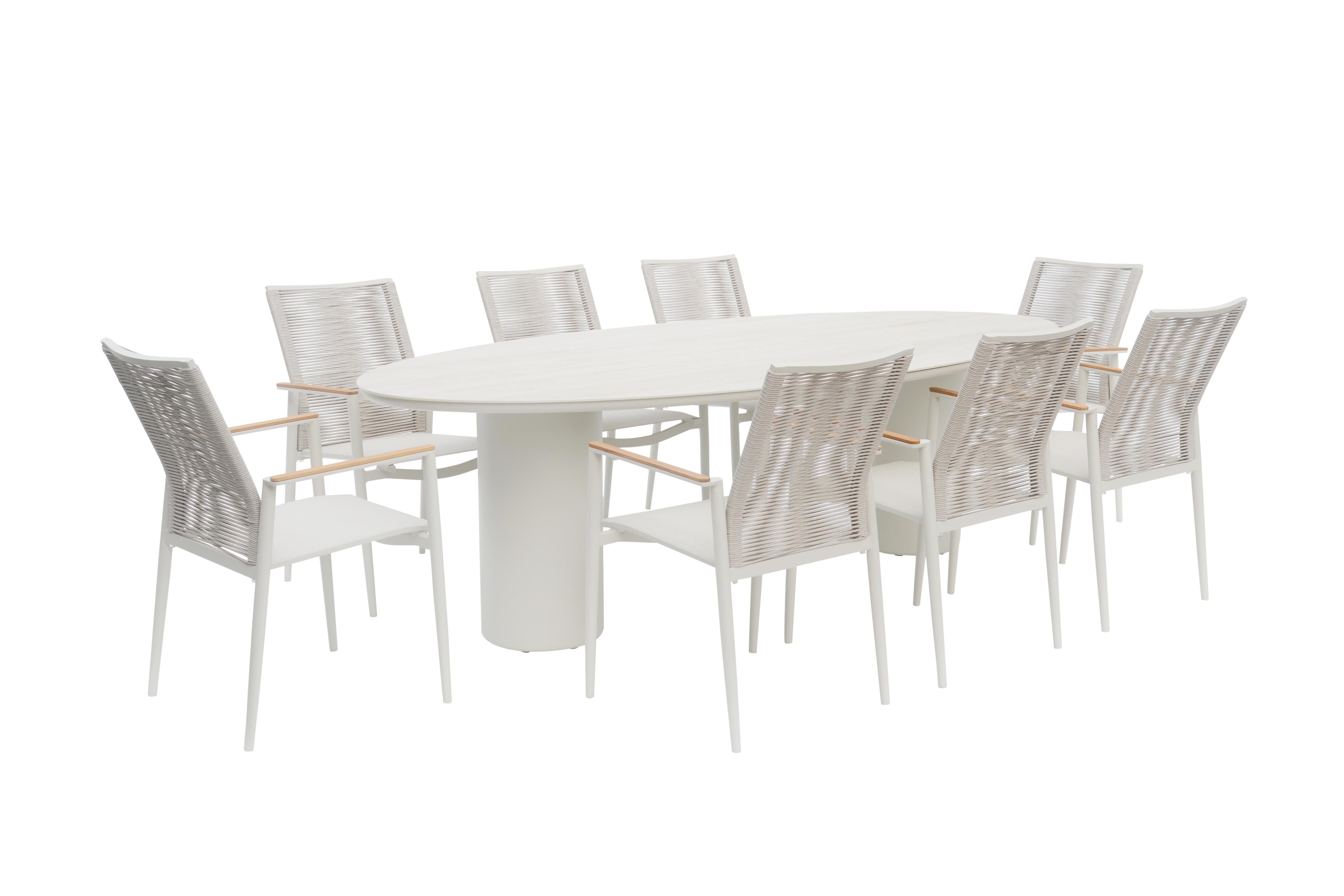 Table de jardin ovale aluminium et plateau céramique haut de gamme - NINO