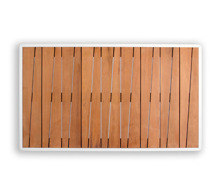 Plateau de table en teck FSC naturel, lames élégantes et durables pour salon de jardin luxe.