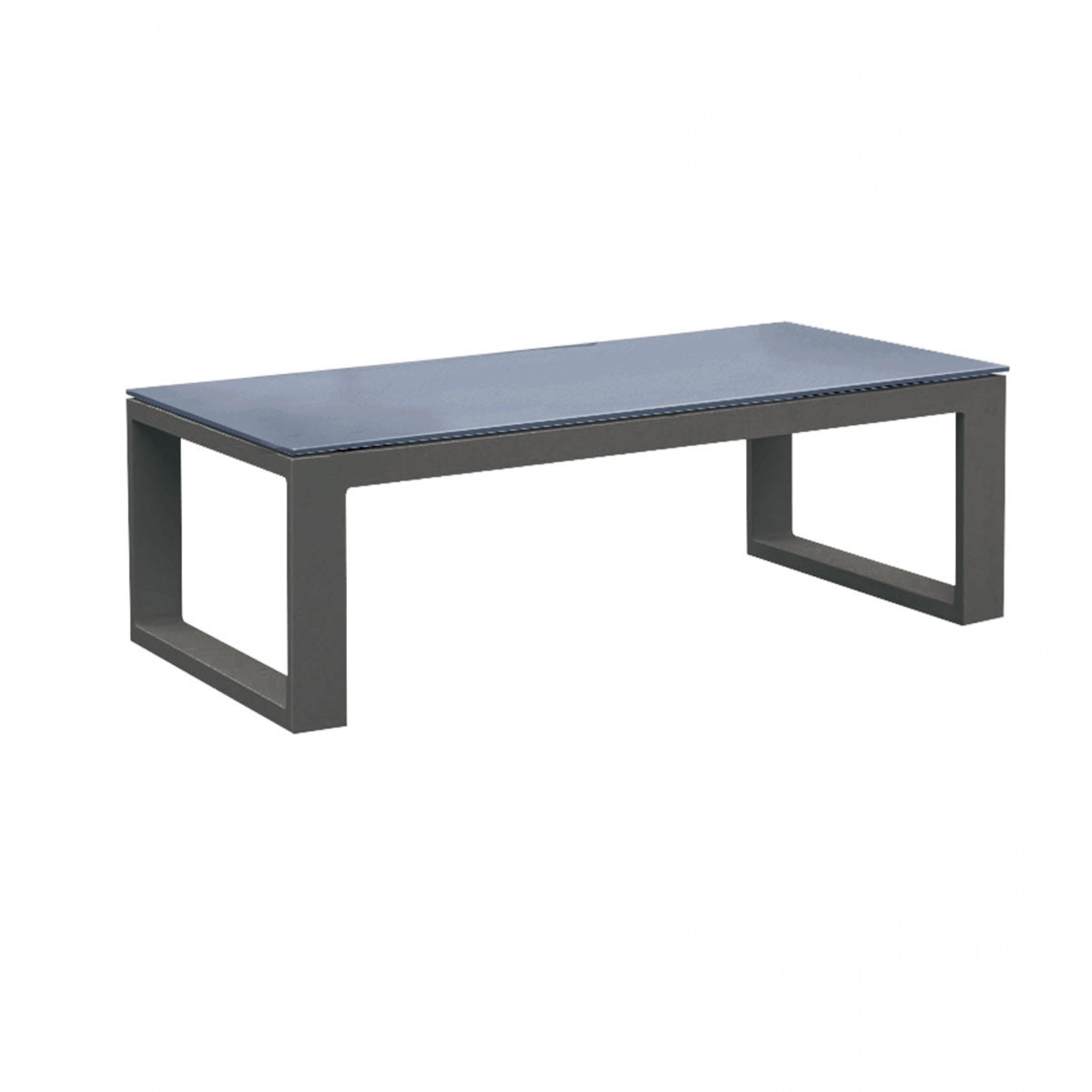 Table basse modulable en aluminium noir mat, design épuré et haut de gamme, parfaite pour jardin extérieur luxe au style.