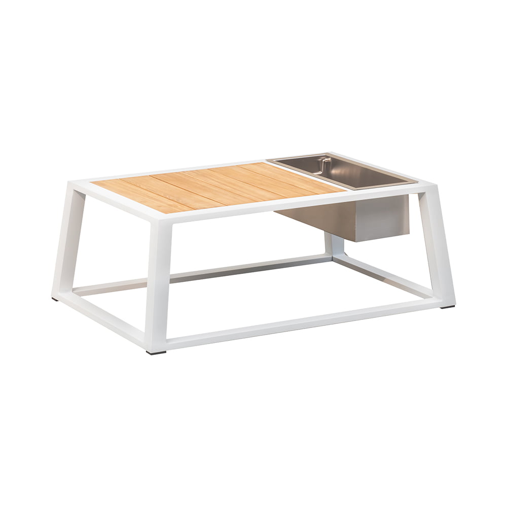 Salon de jardin en aluminium et en bois teck 4 places haut de gamme - YORK MINI