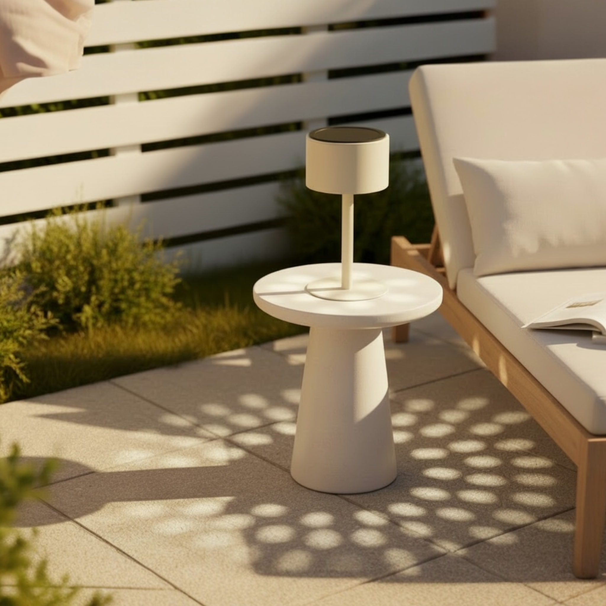 Lampe solaire d'extérieur aluminium beige - ARLO ROUND BEIGE