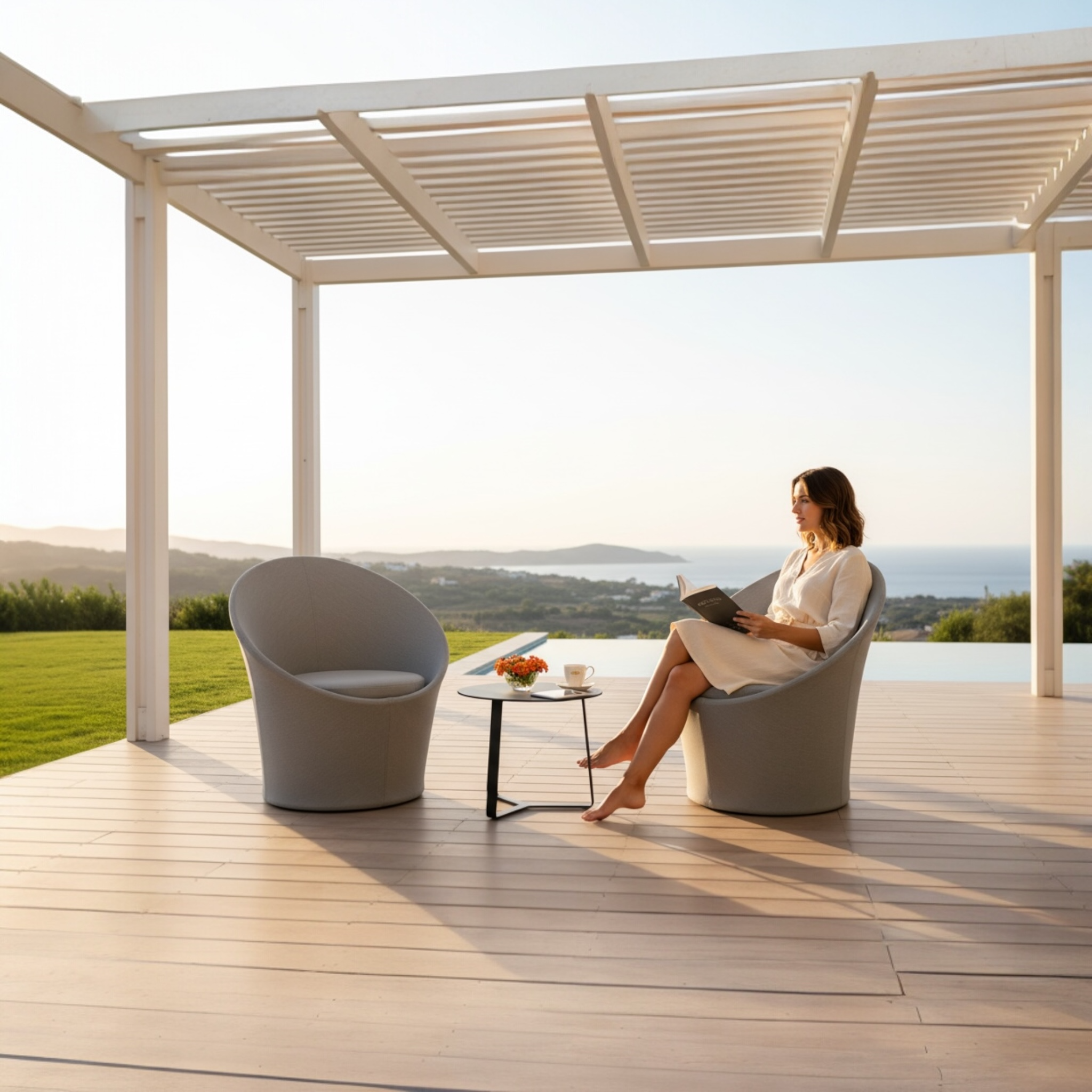 Set deux fauteuil de  terrasse gris Luna