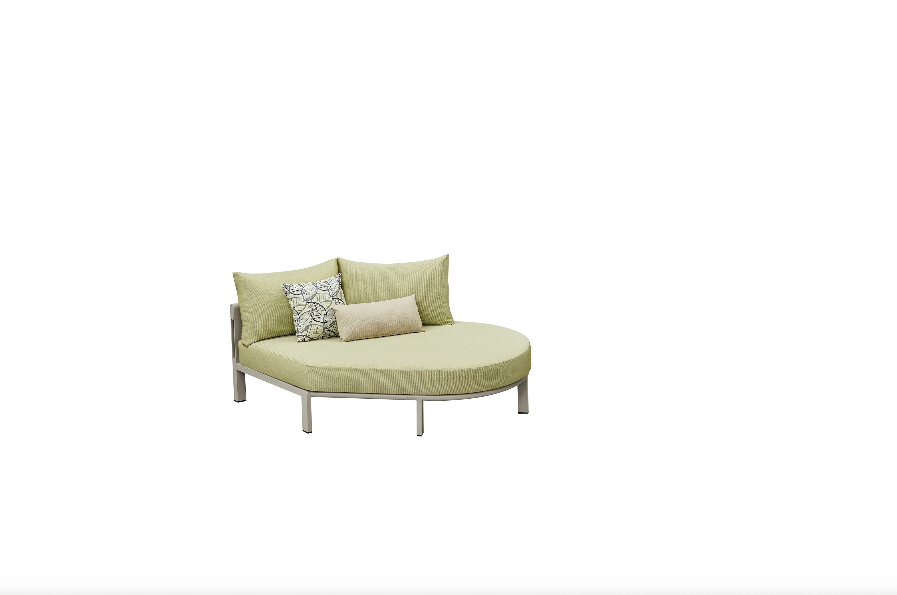 Banquette indépendante en aluminium avec coussin vert 