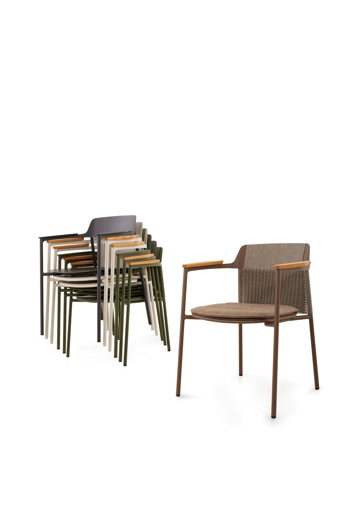 Chaise repas de jardin design empilable beige - JULIA