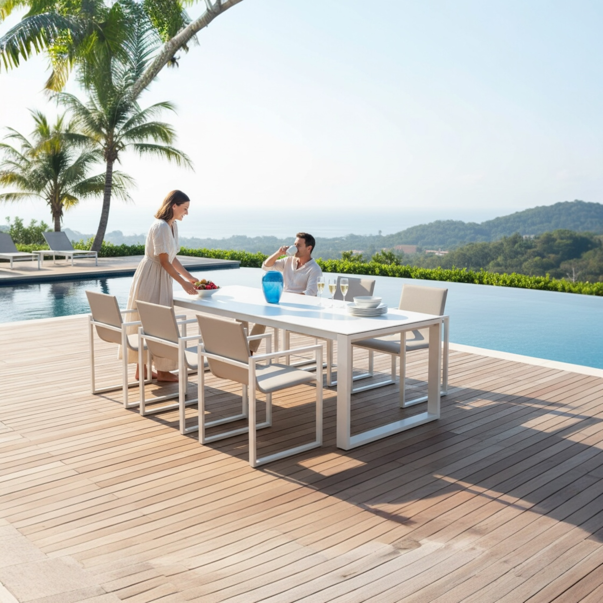 Ensemble repas de jardin en aluminium  haut de gamme 6 places - COMO