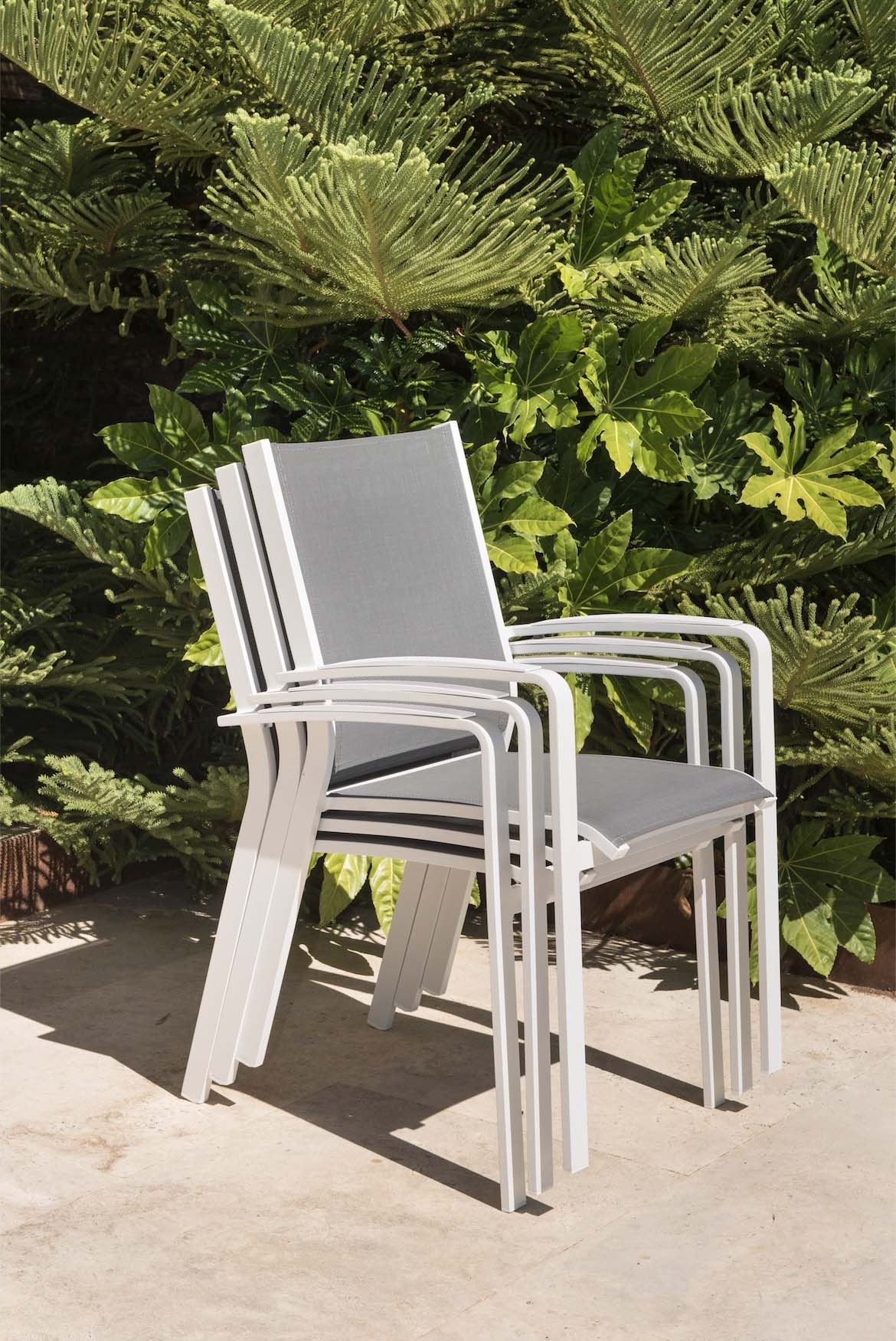 Fauteuil repas empilable en aluminium - NORY PLUS BLANC (lot de 6)