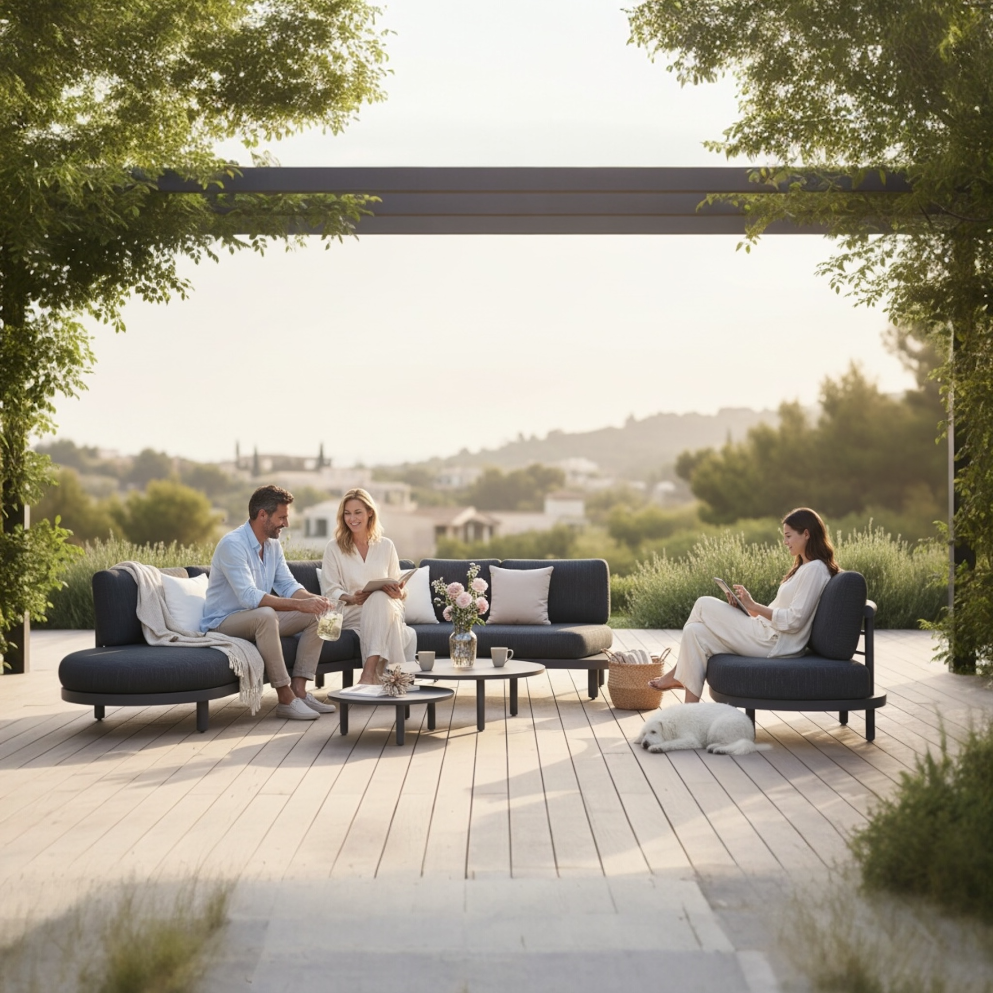 Salon de jardin design d'angle en aluminium - ALBA NOIR