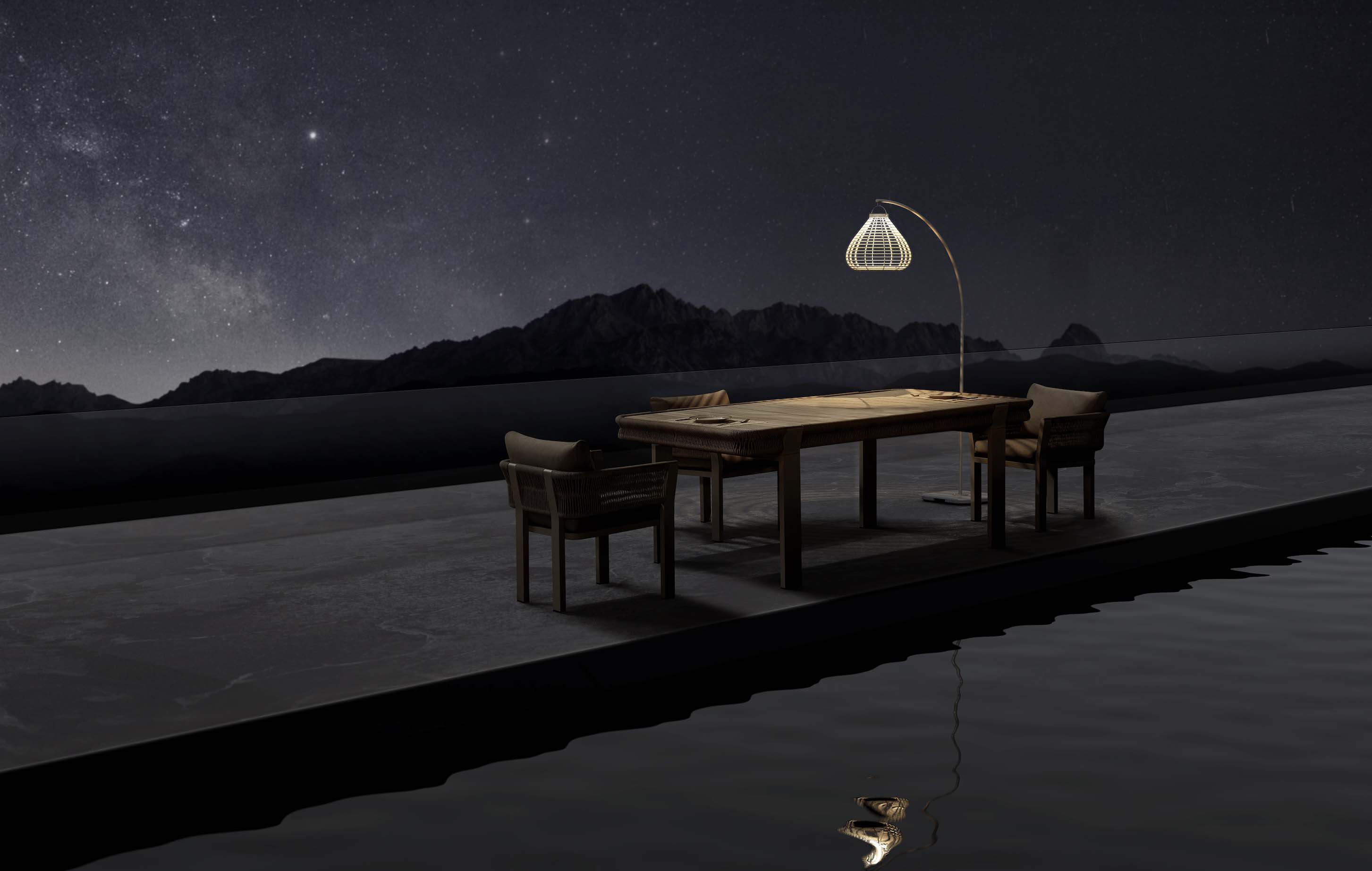 Lampe design extérieur en aluminium  - APOLLO BEIGE