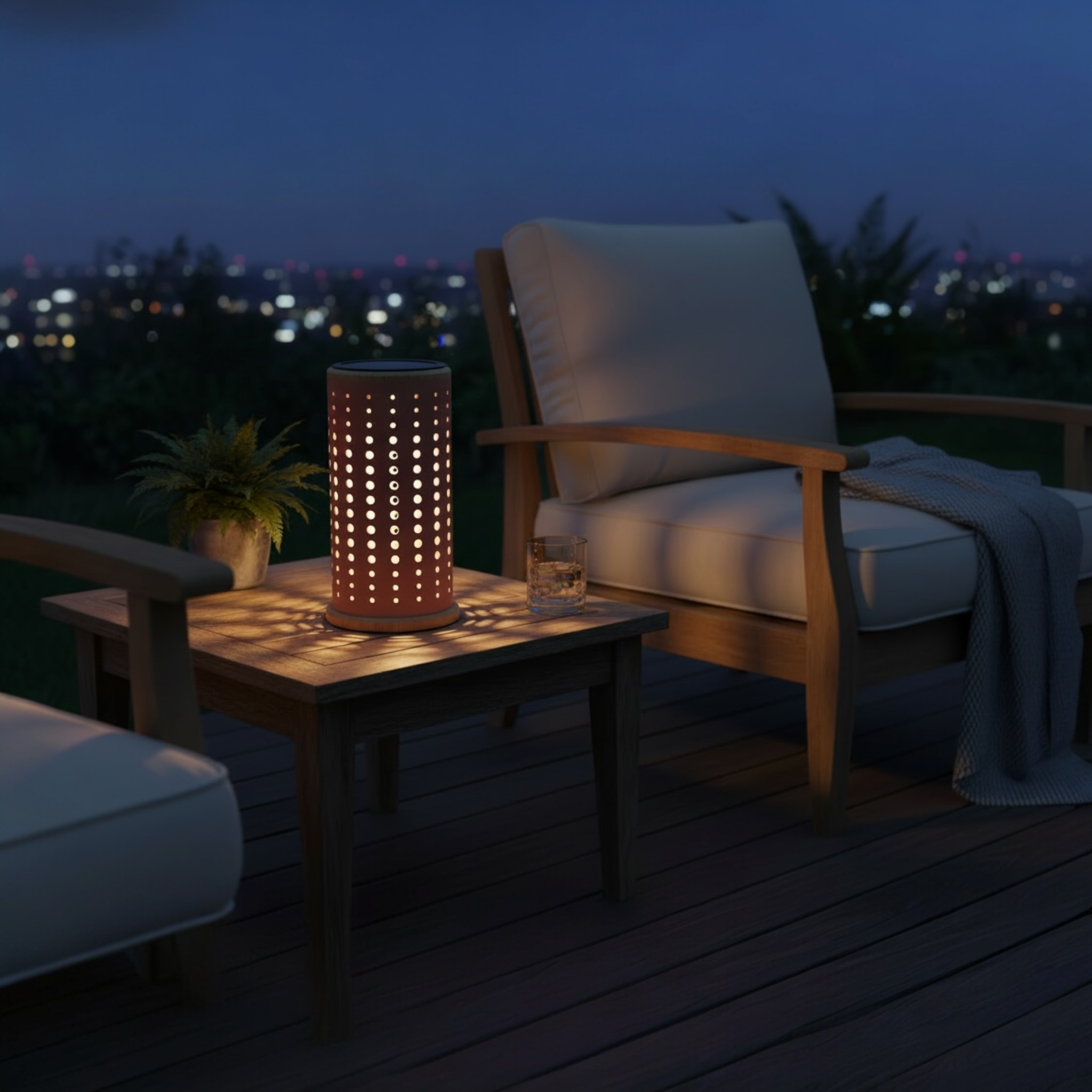 Représentation de nuit de la lampe solaire rouge Arlo