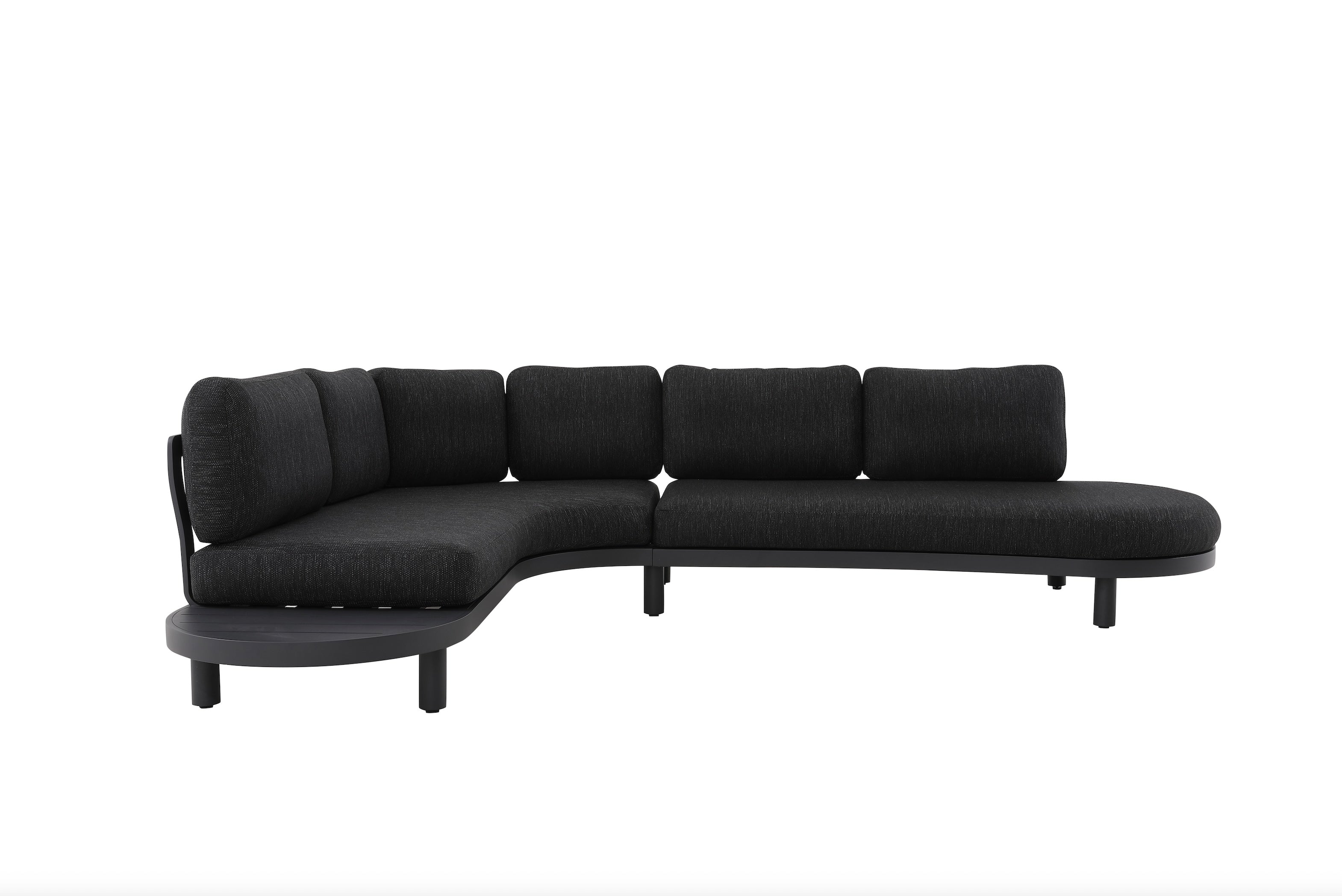 Salon d'angle de jardin en aluminium gris  4/5 place Alba noir