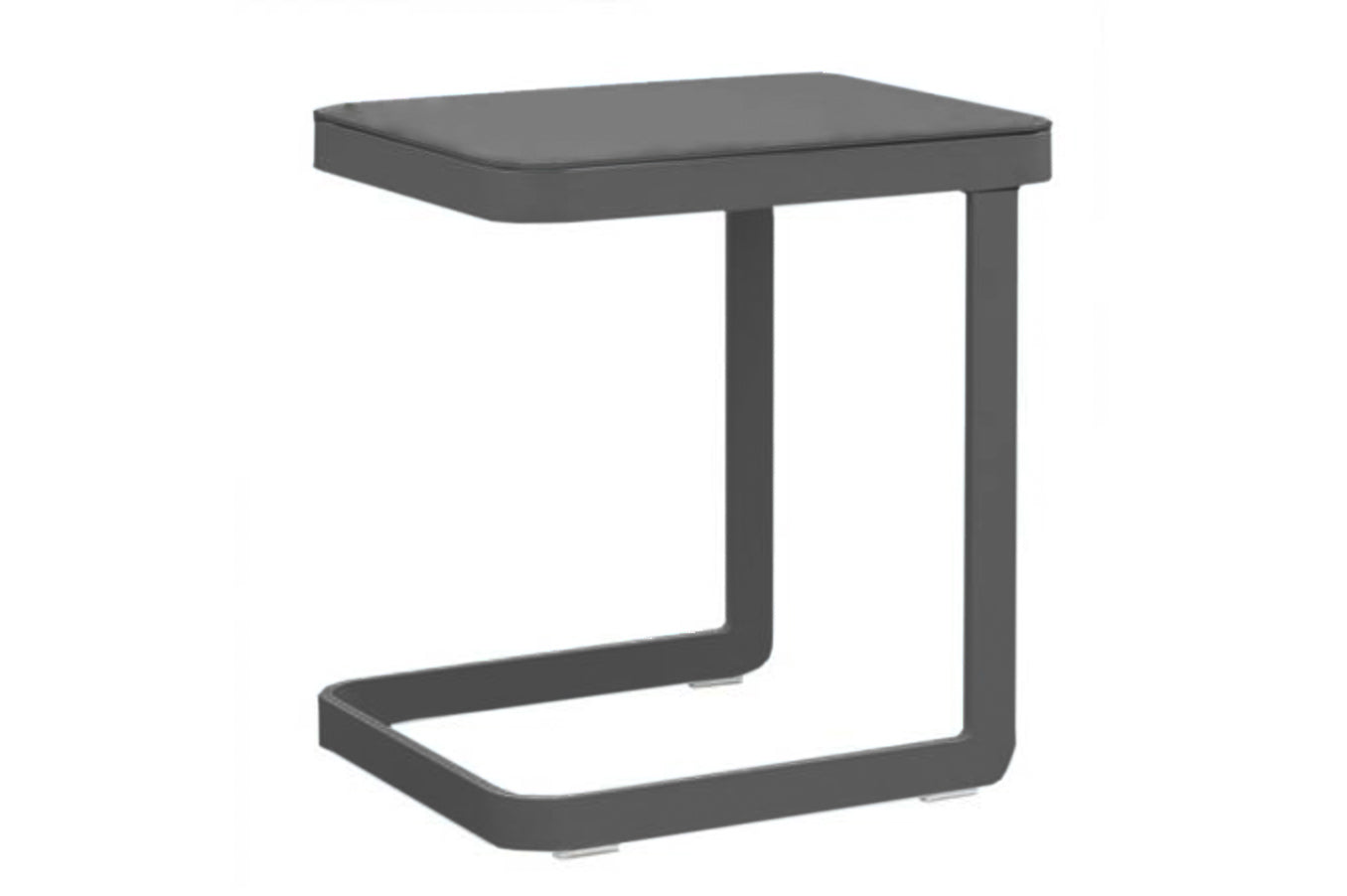 Table basse noire en aluminium haut de gamme avec design minimaliste, finition luxe et élégante.