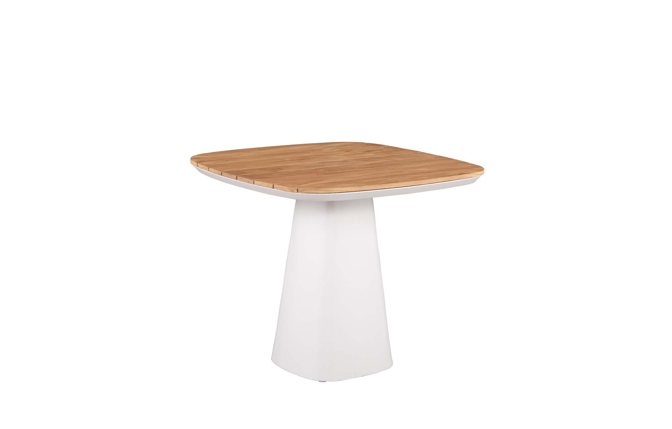 Table repas carré haut de gamme en aluminium -  avec plateau teck - MILO