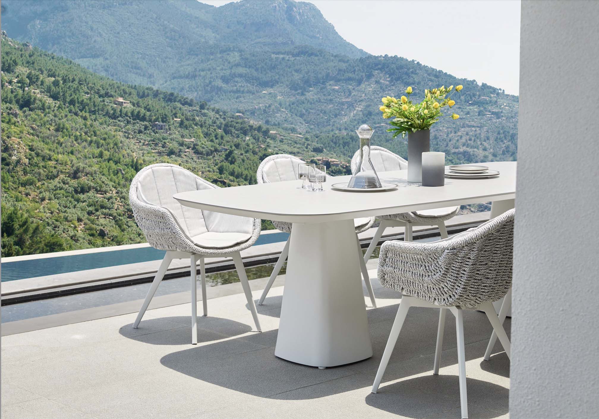 Table repas de jardin haut de gamme en aluminium -  avec plateau en céramique MILO