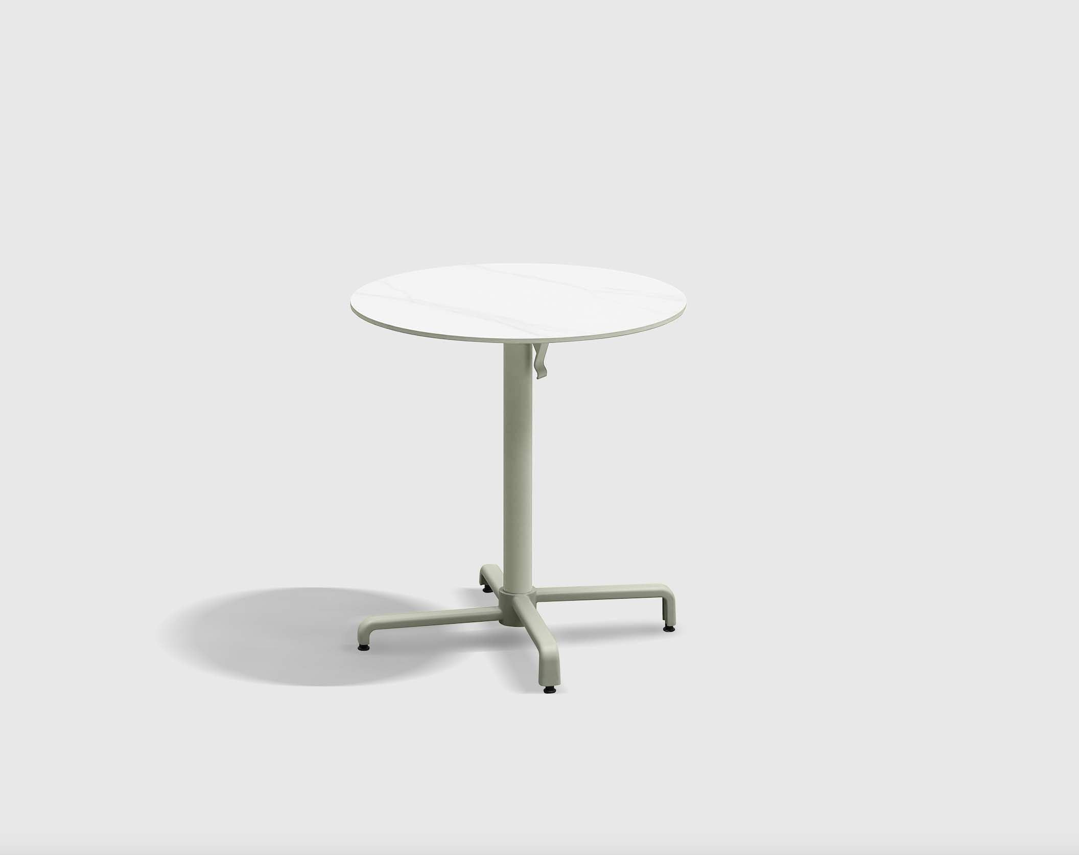 Table bistrot ronde beige en aluminium haut de gamme, design élégant et durable pour terrasse de restaurant, style.