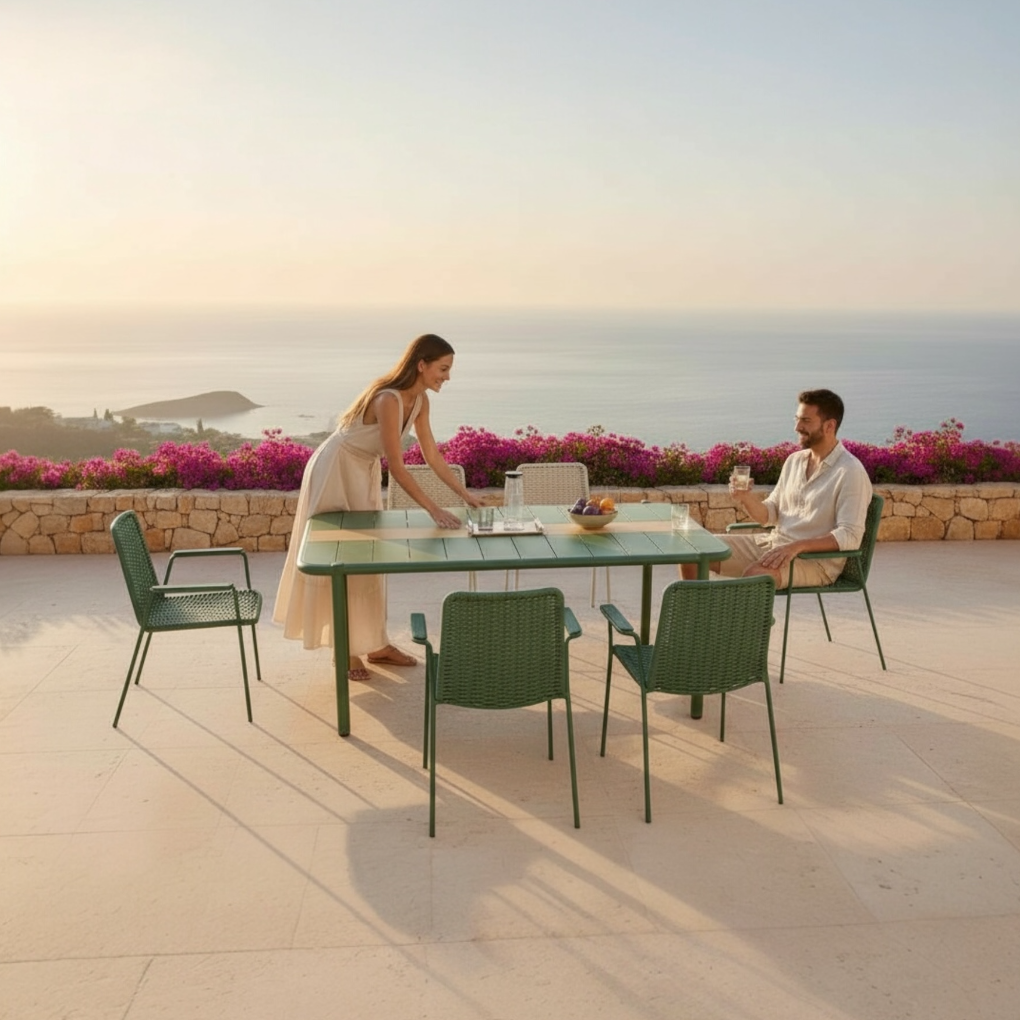 Table repas de jardin 6 personnes Alu VERT  Sarran